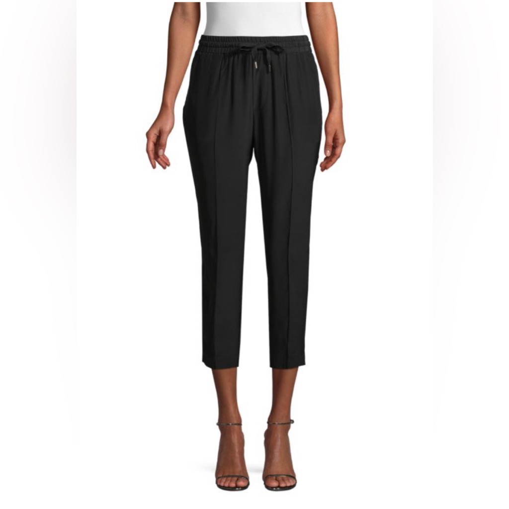 Atm Anthony Thomas Melillo Black Silk Drawstring Cropped Pants Sz S Minimalist